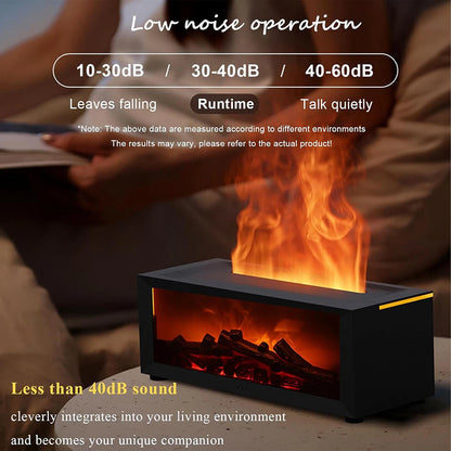 Flame Essential Oil Diffuser, 3D Flame Fireplace Aromatherapy Machine Colorful Humidifier with Remote Control, Fireplace Flame