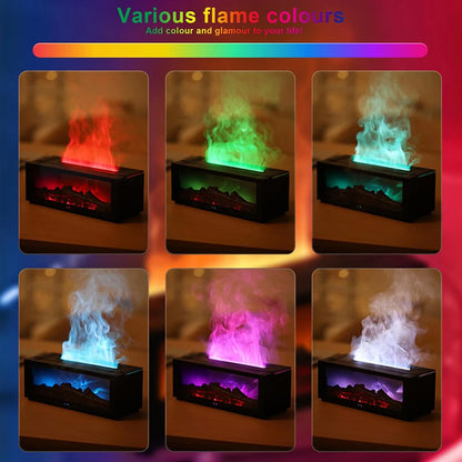 Flame Essential Oil Diffuser, 3D Flame Fireplace Aromatherapy Machine Colorful Humidifier with Remote Control, Fireplace Flame