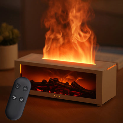 Flame Essential Oil Diffuser, 3D Flame Fireplace Aromatherapy Machine Colorful Humidifier with Remote Control, Fireplace Flame
